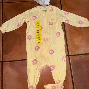 Pekkle Floral Yellow and Pink Kids Footie